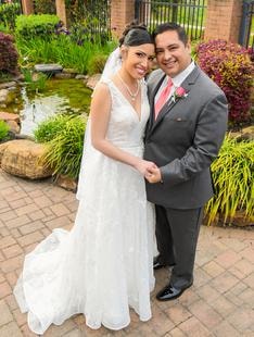 Wedding couple first kiss ceremony