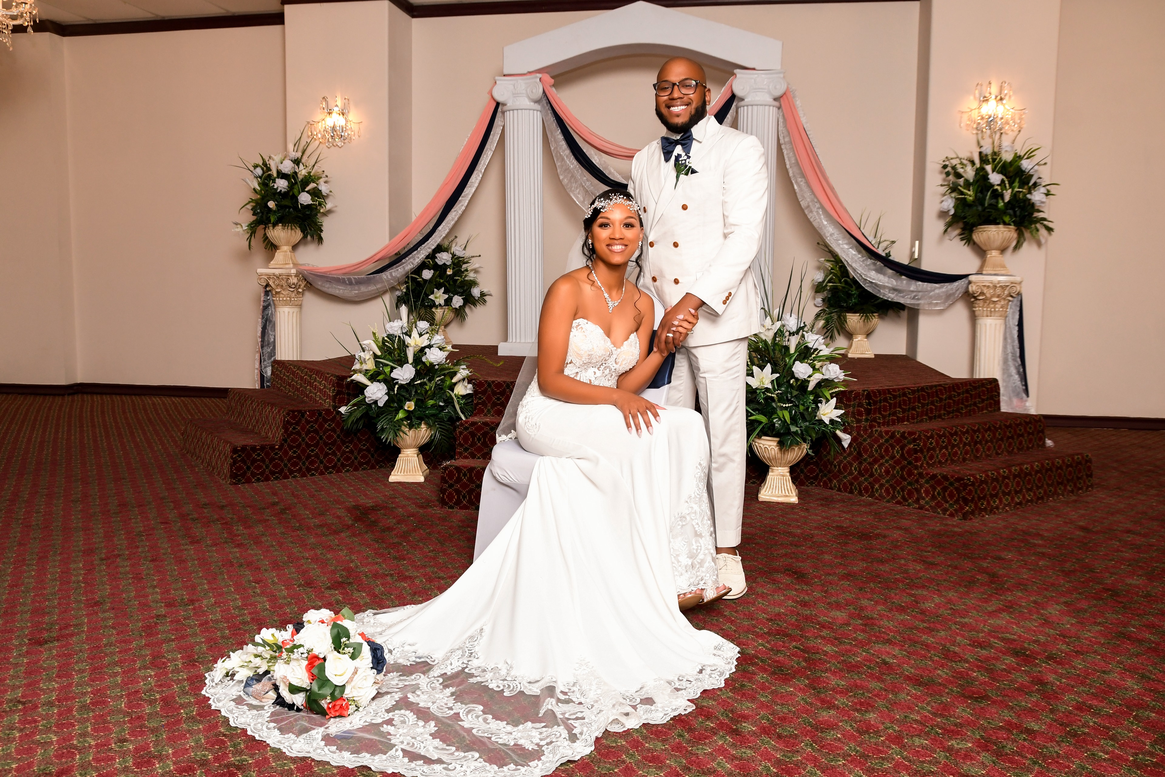 Wedding portraits bridal party outdoor wide