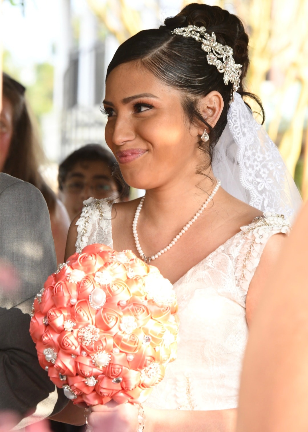 Bride full length portrait in wedding dress